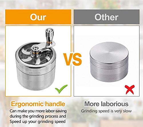 Benrise Metal aleación de zinc 55 mm de cuatro capas de manivela para fumar con mango de vainilla y especias trituradora de aluminio para tabaco y la mayoría de hierbas (negro)