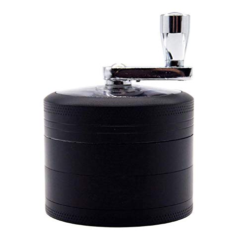 Benrise Metal aleación de zinc 55 mm de cuatro capas de manivela para fumar con mango de vainilla y especias trituradora de aluminio para tabaco y la mayoría de hierbas (negro)