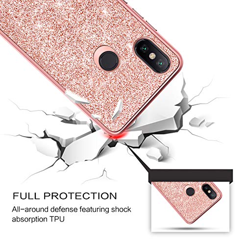 BENTOBEN Xiaomi Mi A2 Funda, Funda Xiaomi Mi 6X, Purpurina Carcasa Ultra Delgada Cover Brillante Resistente Silicona PC Protectora a Prueba de Golpes Fundas para Xiaomi Mi A2/6X 5.99'', Oro Rosa