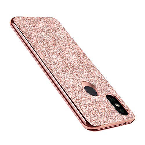 BENTOBEN Xiaomi Mi A2 Funda, Funda Xiaomi Mi 6X, Purpurina Carcasa Ultra Delgada Cover Brillante Resistente Silicona PC Protectora a Prueba de Golpes Fundas para Xiaomi Mi A2/6X 5.99'', Oro Rosa