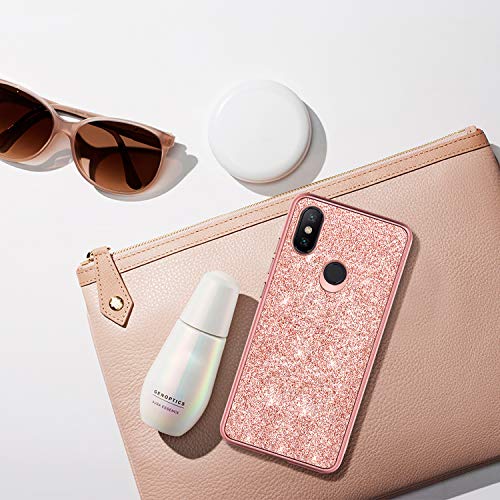 BENTOBEN Xiaomi Mi A2 Funda, Funda Xiaomi Mi 6X, Purpurina Carcasa Ultra Delgada Cover Brillante Resistente Silicona PC Protectora a Prueba de Golpes Fundas para Xiaomi Mi A2/6X 5.99'', Oro Rosa