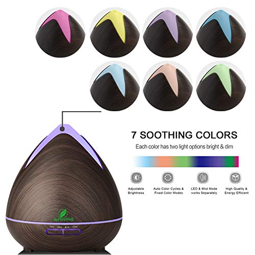 BePureWell - Difusor de aceites esenciales y 6 aceites esenciales (400 ml)