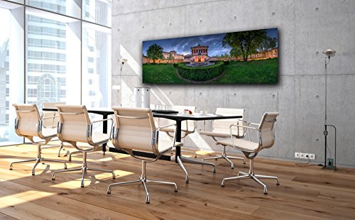 Berlin Centro. National Antigua Galería en el Museo Cuartos al Berliner Dom en noche luz., Vidrio acrílico sobre aluminio dibond, 300 x 100 cm