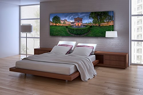 Berlin Centro. National Antigua Galería en el Museo Cuartos al Berliner Dom en noche luz., Vidrio acrílico sobre aluminio dibond, 300 x 100 cm