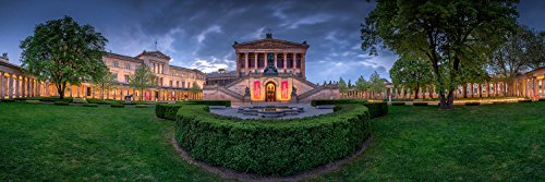 Berlin Centro. National Antigua Galería en el Museo Cuartos al Berliner Dom en noche luz., Vidrio acrílico sobre aluminio dibond, 300 x 100 cm