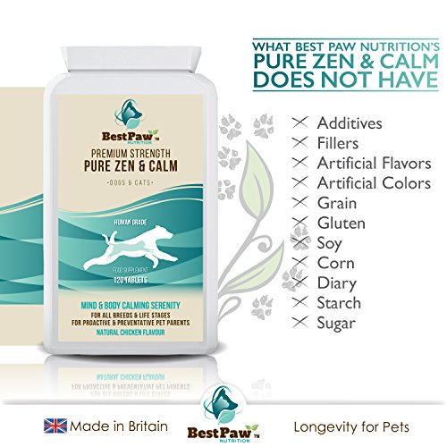Best Paw Nutrition - Pastillas calmantes para Perros 120 Pastillas relajantes de acción rápida y Alivio de la ansiedad para Perros ansiosos - Calming Tablets For Dogs