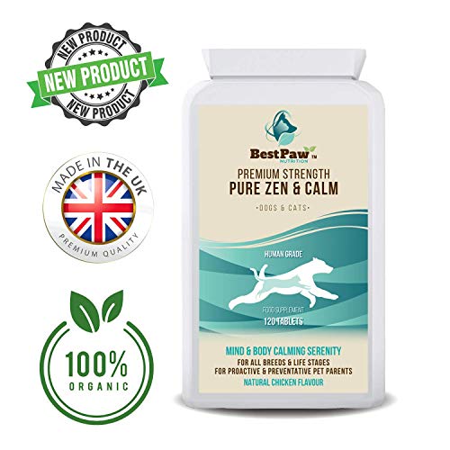 Best Paw Nutrition - Pastillas calmantes para Perros 120 Pastillas relajantes de acción rápida y Alivio de la ansiedad para Perros ansiosos - Calming Tablets For Dogs