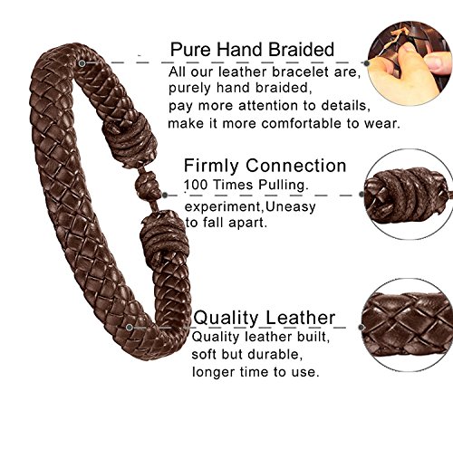 Besteel 10 Piezas Pulseras Cuero Trenzado para Hombres Mujeres Pulsera de Cuerda Nudo Brazalete Vintage Pulseras Set, Ajustable b
