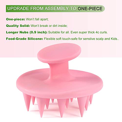 BESTOOL Cepillo para champú con masajeador de cuero cabelludo y cerda de silicona suave, exfoliante para depurador de cuero cabelludo para hombres y mujeres (Rosa)