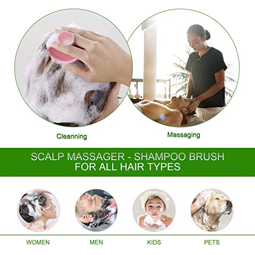 BESTOOL Cepillo para champú con masajeador de cuero cabelludo y cerda de silicona suave, exfoliante para depurador de cuero cabelludo para hombres y mujeres (Rosa)
