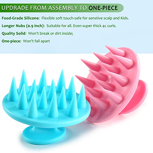 BESTOOL Cepillo para champú con masajeador de cuero cabelludo y cerda de silicona suave, exfoliante para depurador de cuero cabelludo para hombres y mujeres (Rosa-Cian)