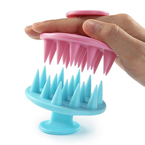 BESTOOL Cepillo para champú con masajeador de cuero cabelludo y cerda de silicona suave, exfoliante para depurador de cuero cabelludo para hombres y mujeres (Rosa-Cian)