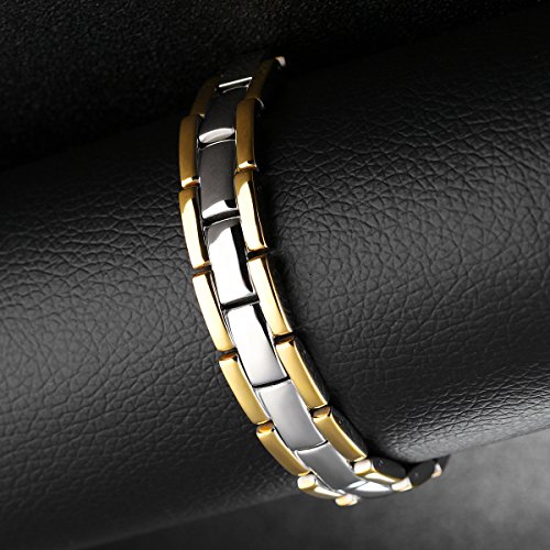 BESTOYARD Pulsera de terapia magnética para hombres Enlace de pulsera de acero titanium para Artritis y alivio del dolor del túnel carpiano