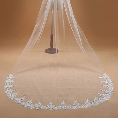 Bestoyard - Velo largo de novia con peine (3 m), color blanco