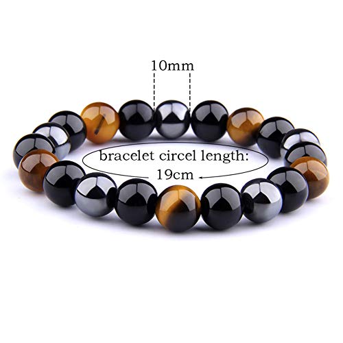 BESTT Pulsera magnética Unisex Negro obsidiana Negro hematita Ojo de Tigre Perlas para Bajar de Peso Adelgazante Anti-Fatiga Cuidado Saludable Hombres Mujeres joyería