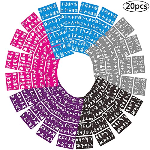 BESTZY 20PCS Plantillas Tatuajes Plantillas Para Pintura Facialniños Reutilizables Plantillas Maquillaje Tatuajes Temporales Para Niños Niñas Tatuaje Falso Pegatinas Cumpleaños Regalo