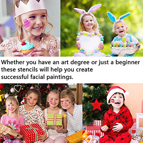 BESTZY 20PCS Plantillas Tatuajes Plantillas Para Pintura Facialniños Reutilizables Plantillas Maquillaje Tatuajes Temporales Para Niños Niñas Tatuaje Falso Pegatinas Cumpleaños Regalo