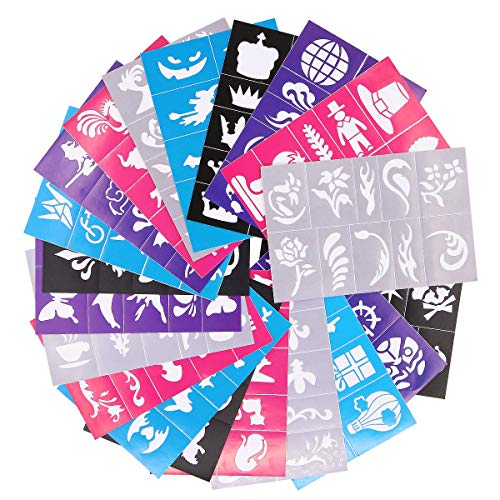 BESTZY 20PCS Plantillas Tatuajes Plantillas Para Pintura Facialniños Reutilizables Plantillas Maquillaje Tatuajes Temporales Para Niños Niñas Tatuaje Falso Pegatinas Cumpleaños Regalo