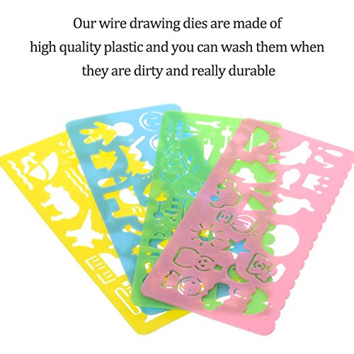 BESTZY 36 Piezas Plantillas de dibujo de plástico Regla, Plantillas de Dibujo de Plástico Conjunto para Niños, Dibujo Plantilla Stencil para Niños Aprender Viaje Regalo