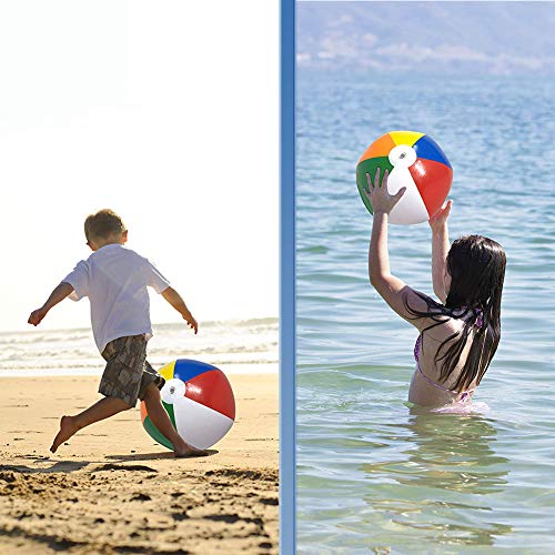 BESTZY Pelota de Playa, 4 Piezas Pelota Hinchable con 1pieza Bomba de Globo para Regalo de Cumpleaños Playa Fiesta en la Piscina