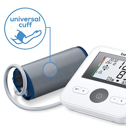 Beurer BM27l tensiómetro de brazo, funcion ok, medición automática, manguito universal, detección arritmia, pantalla clara, memoria 4 x 30 miediciones, color blanco