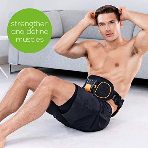 Beurer EM 32 Electroestimulador EMS Cinturón Abdominal,5 programas de entrenamiento, 2 electrodos agua sin necesidad de geles ni recambios, pantalla LCD, 75-140cm cintura