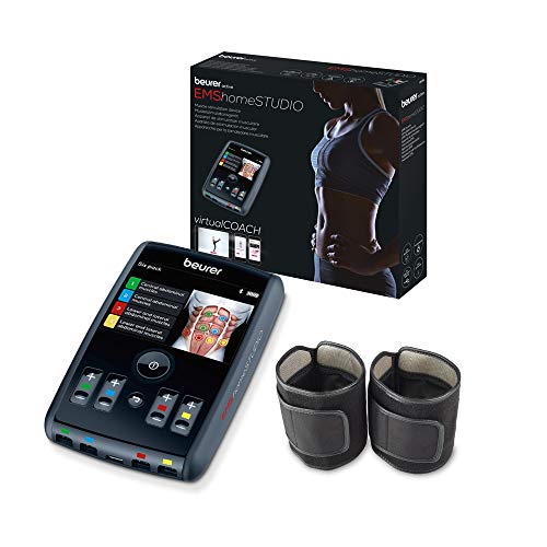 Beurer EM95 Electroestimulador Digital Cuerpo con Bluetooth, EMS, app Homestudio, 4 Canales, Cargador USB, Color Negro