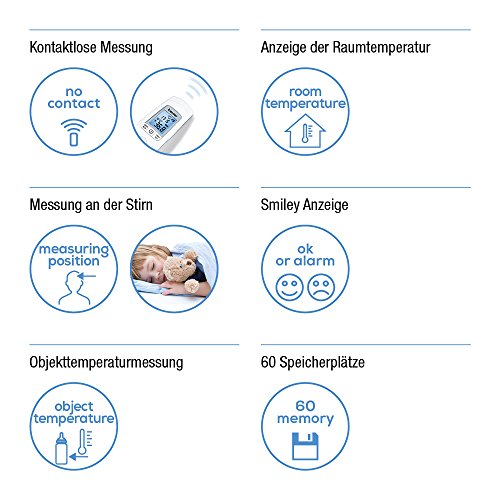 Beurer FT90 Termometro clinico digital sin contacto con lapiel, color blanco - 1 termometro digital