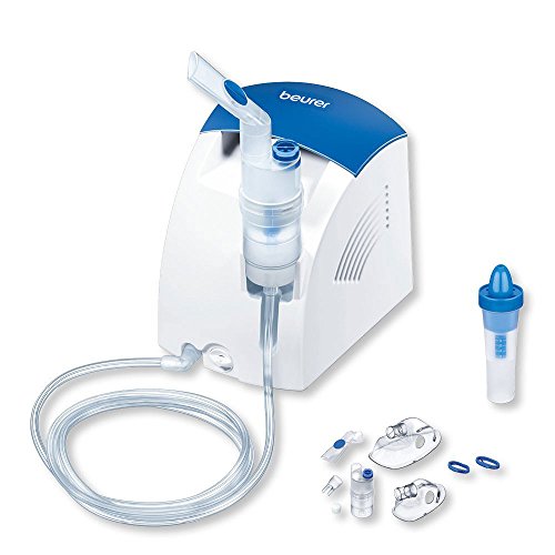 Beurer IH26 - Nebulizador por aire comprimido para niños y adultos, 16.6 x 14.1 x 14.8 cm, 1.4 kg, color blanco y azul