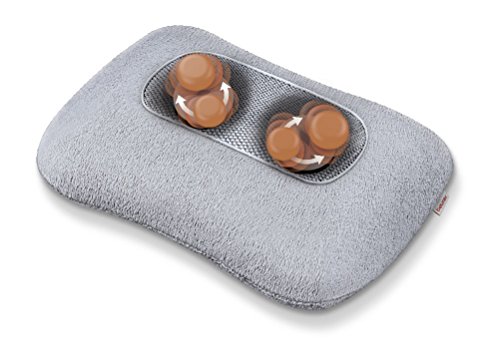 Beurer MG145 - Almohada de masaje Shiatsu con función color para relajar la musculatura, extra suave y confortable, 4 cabezales de masaje rotatorios, funda lavable, 12 W, Plateado