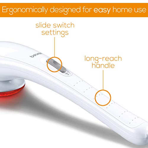 Beurer MG21 - Aparato de Masaje con infrarrojos, intensidad graduable, 3 cabezales distintos, color blanco