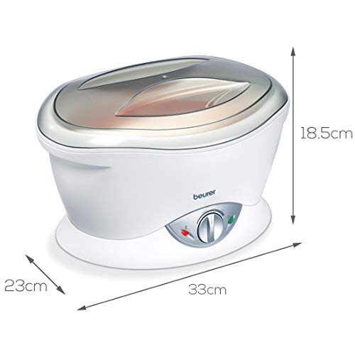 Beurer MP 70 - Masaje de parafina para manos, pies y codos, temperatura ajustable, display iluminado que muestra el nivel de calor, incluye 2 bolsas de cera de parafina, color blanco
