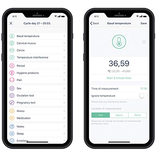 Beurer OT-30 Termómetro Basal Digital Mujer para El Control de Ovulación con Bluetooth, App Ovy, Color Negro
