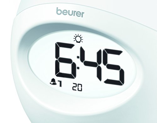 Beurer WL32 - Despertador con Luz, Simulación Amanecer y Atardecer, Pantalla LCD Retroiluminada, Alarma Despertador, 10 Espacios Memoria, Color Blanco