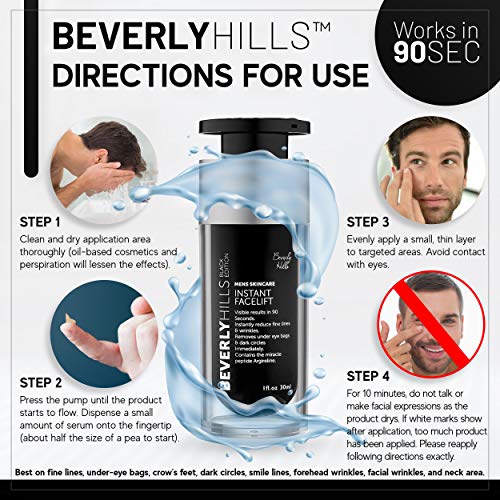 Beverly Hills - Sérum de Lifting Facial y Ocular Instantáneo para Hombre con Veegum y Péptido de Argirelina (30 ml)