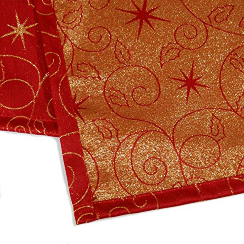 BGEUROPE - Mantel de Navidad – Tratamiento Anti Manchas - Ref. Christmas Star – Rojo, 59 x 137" (150 x 350cm)