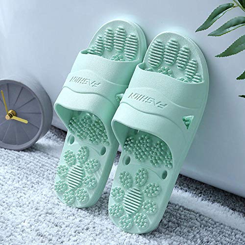 B/H EspumaZapatillasdeDuchapara14,Zapatillas de casa Antideslizantes, Sandalias de Masaje para baño-Green_36-37,Zapatillasdemasajeparahombresymujeresadultos
