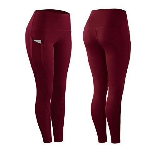 B/H Ial para Danza Correr Trotar Ejercicio,Pantalones Yoga portivos Bolsillo, Mallas Ejercicios aeróbicos-Vino Tinto_XL,portivos Algodón Pantalón Polainas