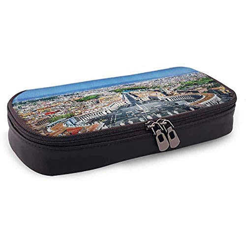 bianlidian Cityscape Decor Large Pencil Bag Estuche para bolígrafos Dom Iluminado en Colonia Puente Viejo y Rin al Atardecer Cultura Imprimir para Accesorios para bolígrafos Multi