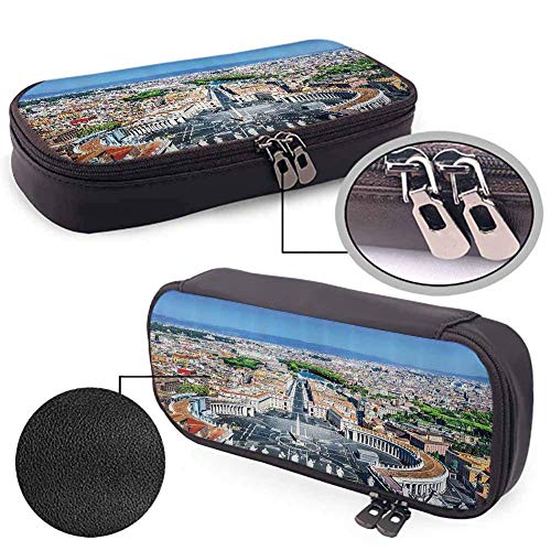 bianlidian Cityscape Decor Large Pencil Bag Estuche para bolígrafos Dom Iluminado en Colonia Puente Viejo y Rin al Atardecer Cultura Imprimir para Accesorios para bolígrafos Multi