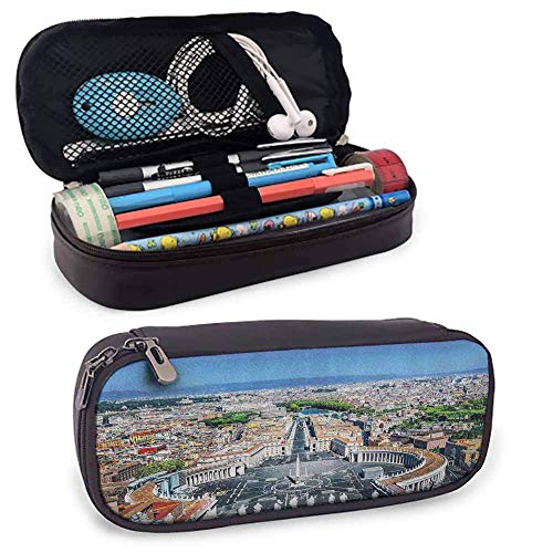bianlidian Cityscape Decor Large Pencil Bag Estuche para bolígrafos Dom Iluminado en Colonia Puente Viejo y Rin al Atardecer Cultura Imprimir para Accesorios para bolígrafos Multi