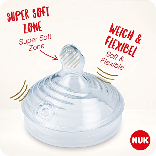 Biberón NUK modelo Nature con tetilla diseñada con forma similar al pezón, fabricada de silicona libre de BPA rosa Talla:260 ml