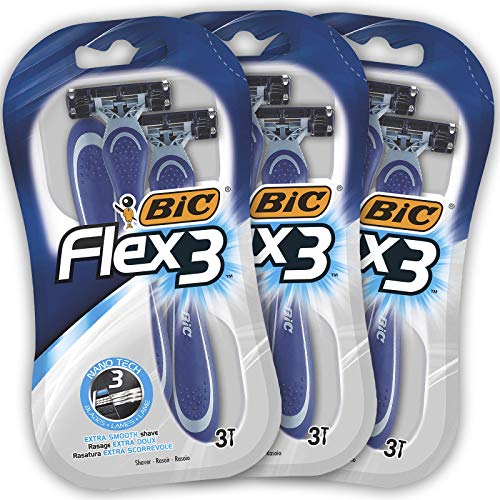 BIC Flex3 Maquinillas Desechables para Hombre - Paquete de 3 Packs de 3