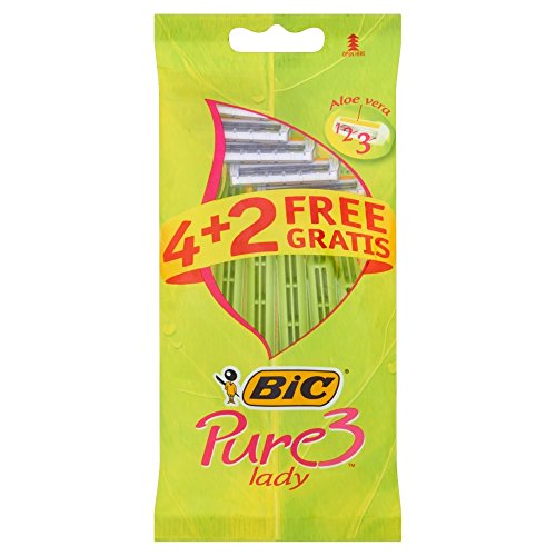 Bic Pure 3 Lady - Cuchillas de afeitar desechables para mujer (4 + 2 unidades)