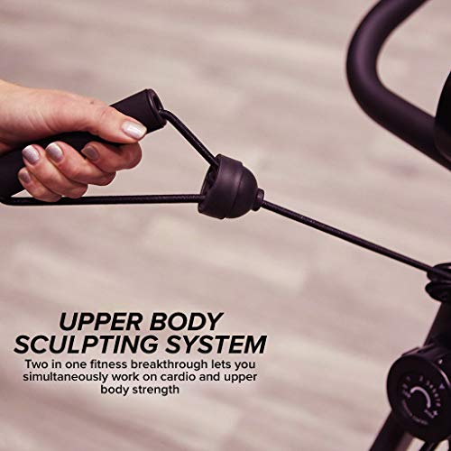 Bicicleta estática plegable, de interior, con bandas de resistencia para brazo y monitor cardíaco, perfecta máquina de ejercicio para el hogar