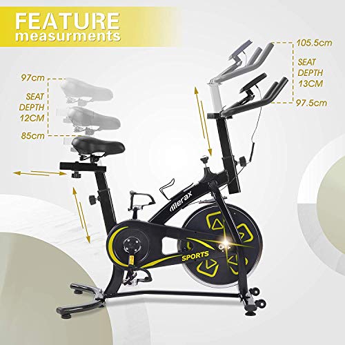 Bicicletas Estáticas de Spinning Ajustables Bicicleta Fitness con Volante 8KG Pantalla LCD, Bicicleta de Ejercicios Aeróbicos Sport para Casa Gym Interiores Ejercicios Cardiovasculares [EU Stock]