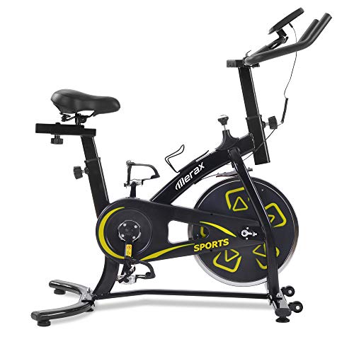 Bicicletas Estáticas de Spinning Ajustables Bicicleta Fitness con Volante 8KG Pantalla LCD, Bicicleta de Ejercicios Aeróbicos Sport para Casa Gym Interiores Ejercicios Cardiovasculares [EU Stock]