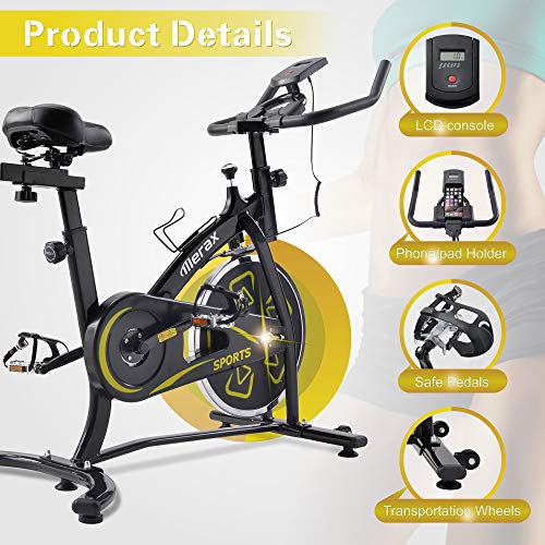 Bicicletas Estáticas de Spinning Ajustables Bicicleta Fitness con Volante 8KG Pantalla LCD, Bicicleta de Ejercicios Aeróbicos Sport para Casa Gym Interiores Ejercicios Cardiovasculares [EU Stock]