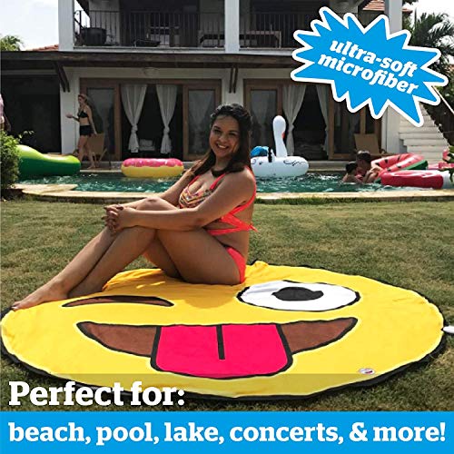 BigMouth Inc. – Toalla Playa Emoji Gigante – XXL Redonda Bano Alfombra