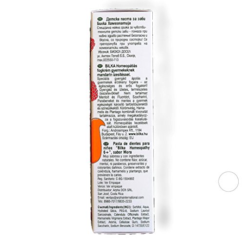 Bilka Pasta de Dientes Natural Para Niños Sabor Fresa Sin Flúor 6 años Homeopatía 50 ml Pack de 1
